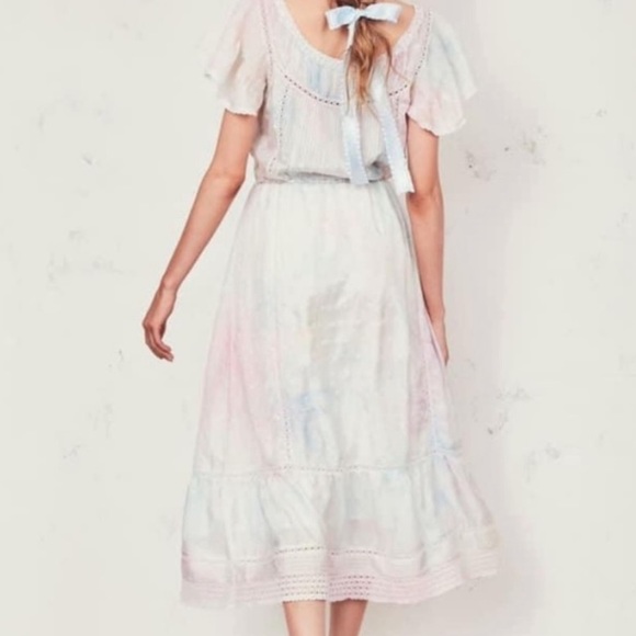 LoveShackFancy Madeline Tie Dye Midi Dress Lace - Picture 2 of 8